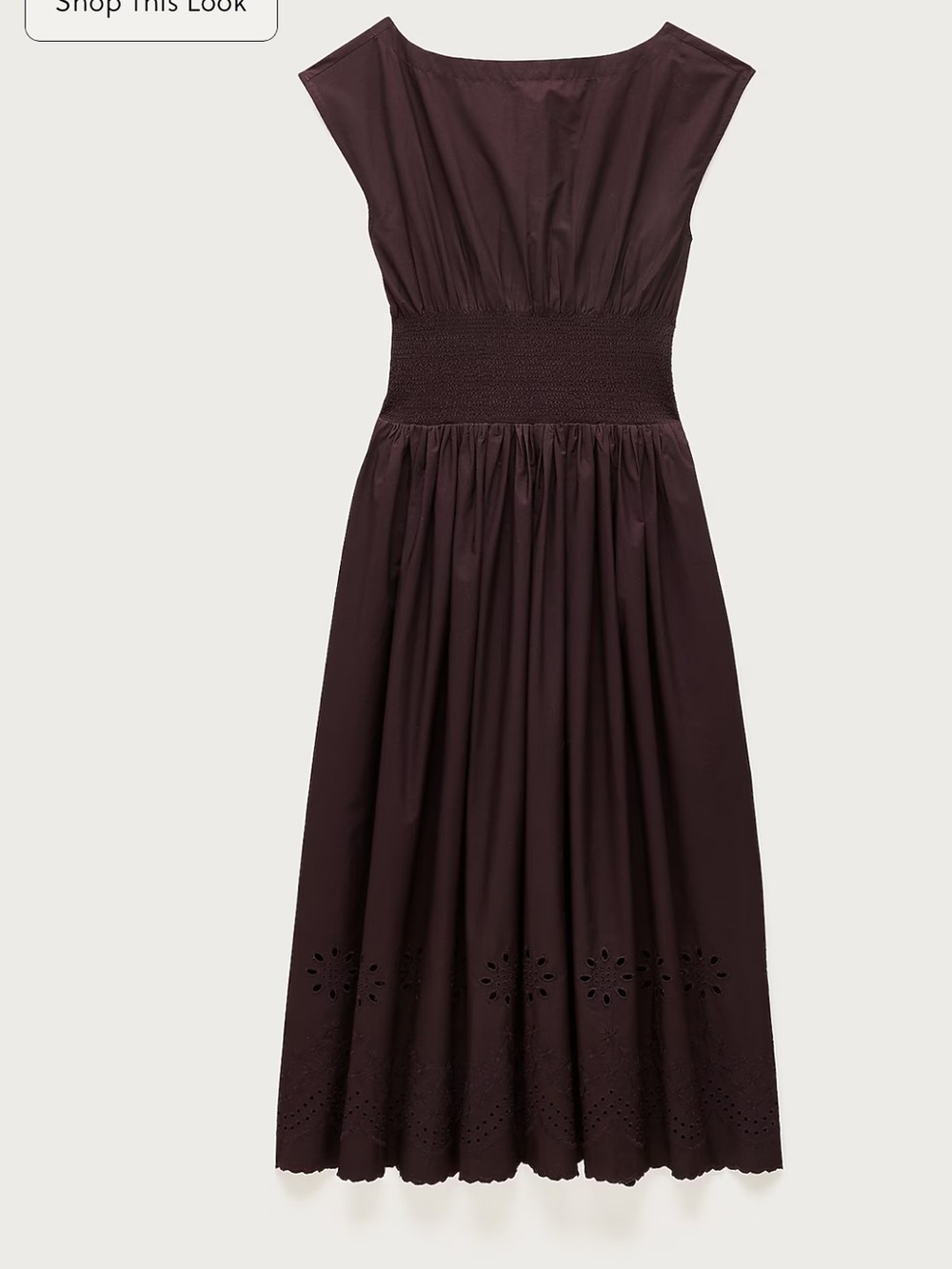 J. Crew Dark Brown Smocked-Waist Midi Dress
